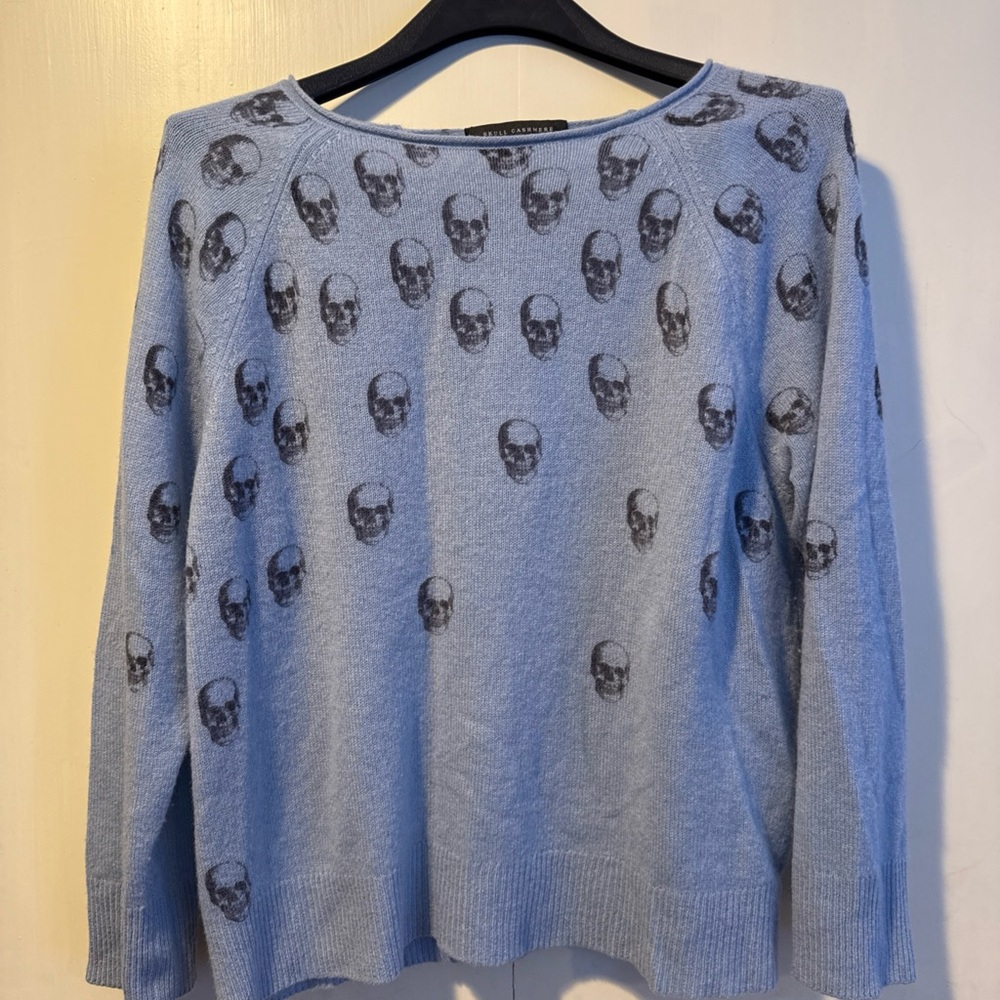 Skull Cashmere Crew Neck Sweater Blue Med